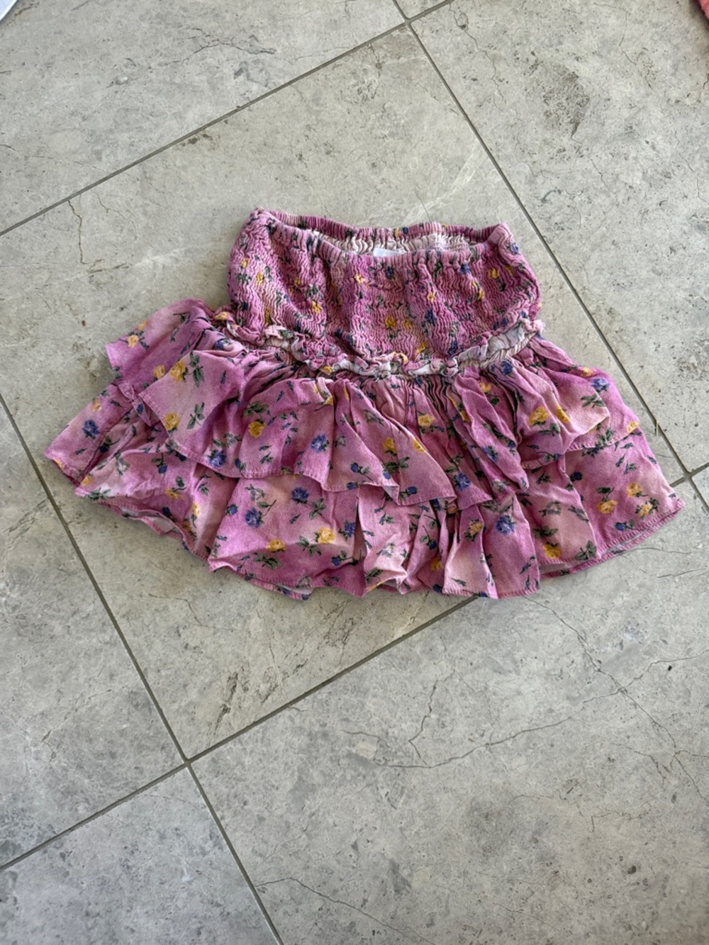 Zara Pink Floral Ruffle Skort with Smocked Waist